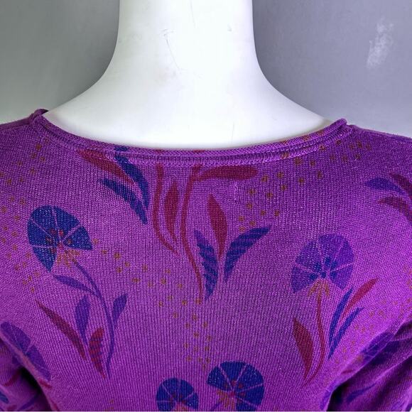 Gudrun Sjoden dress small purple long sleeve folk art Scandinavian comfy artsy - Picture 7 of 9